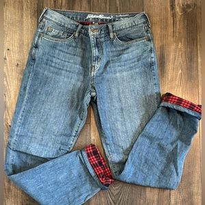 EUC Eddie Bauer Women’s flannel lined boyfriend jeans